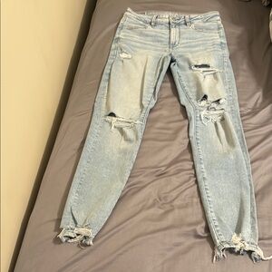 American Eagle Outfitters Light Blue Distressed Skinny Jeans